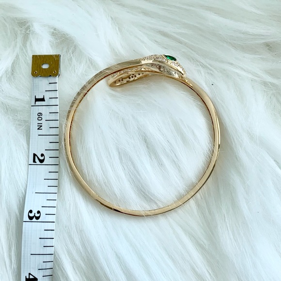 Gold Crystal Double Head Snake Cuff Bracelet - Picture 14 of 16